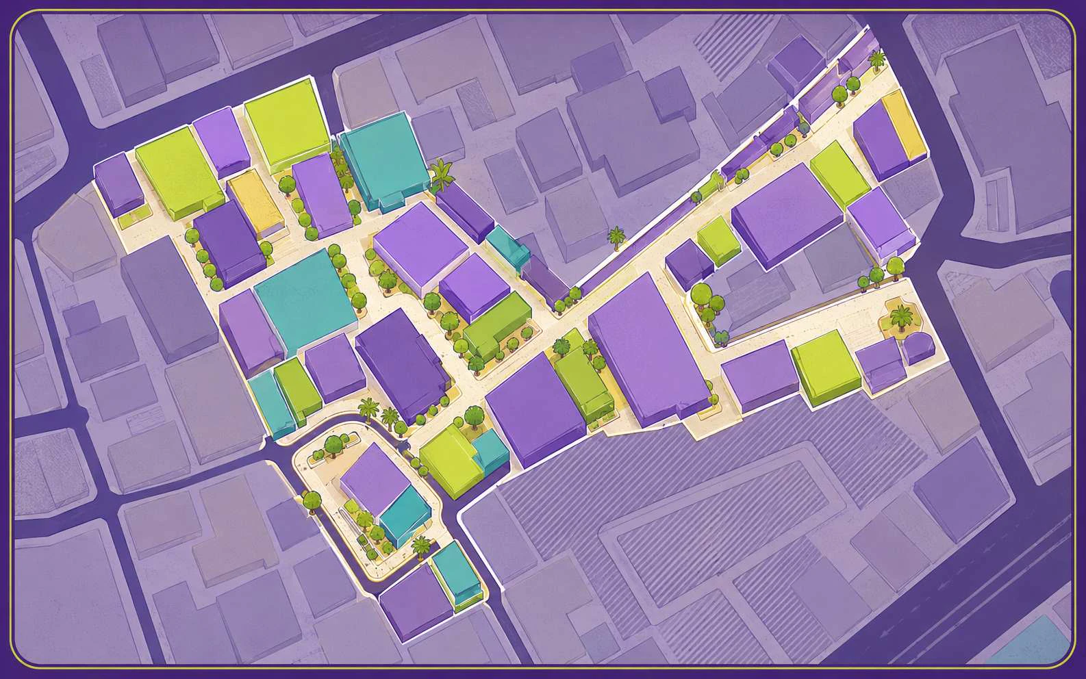 Illustrated map of the festival neighbourhood in Limassol Old Town